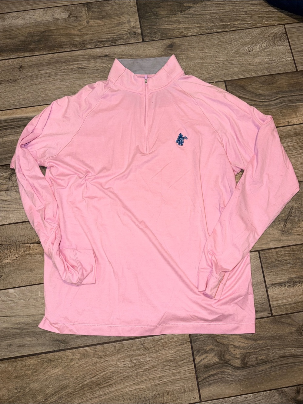 johnnie-O Pink Long-Sleeve Quarter-Zip with Blue Logo NWOT